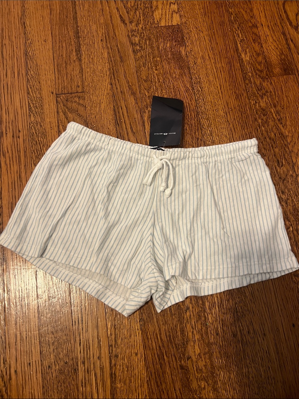 Brandy Melville White with Thin Gray Stripe Lounge Shorts